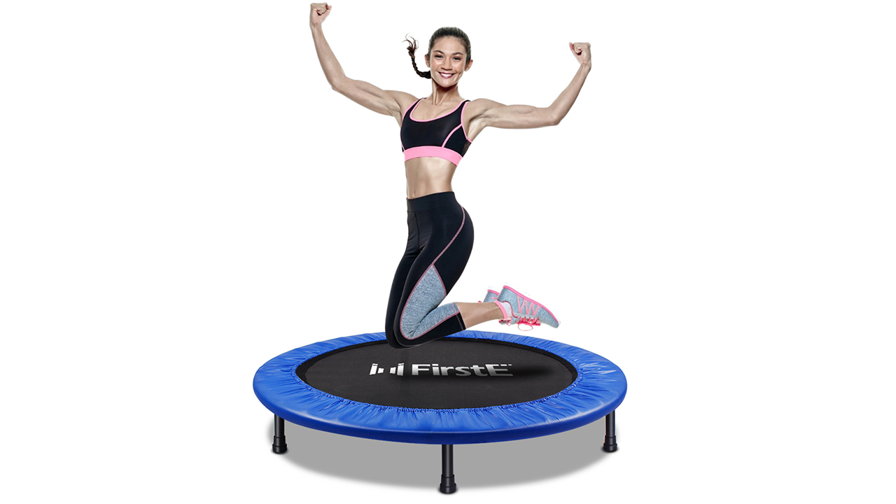 FirstE-40-Portable-Fitness-Trampolines-Foldable-Mini-Trampoline-for-Adults-and-Kids-with-Safety-Anti-Skid-Pads-Exercise-Rebounder-Recreational-Jump-Trampoline-for-IndoorOutdoor-Max-Load-330lbs