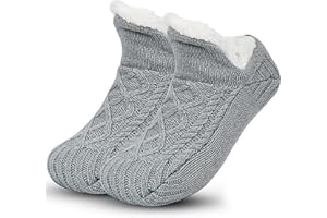 Backche Unisex Fluffy Fuzzy Warm Slipper Socks for Men Women, Thick Fleece Lined Non-Slip Socks Indoor Floor