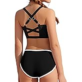 Girls Swimsuit Two Piece High Waist Athletic Piping Girls Bathing Suit Cute Fashion Classic Bikinis Set Kids Swim Suits