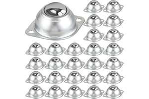 SENENQU 32 PCS 1 Inch Roller Ball Transfer Bearing, Flange Mounted Carbon Steel Round Ball Transfer Unit, Universal Rotation Ball Casters for Conveyor, Roller Stand, Transmission, Load Capacity 400 lbs
