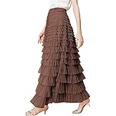 PEHMEA Tulle Maxi Skirts for Women, High Waist A-Line Flowy Elegant Party Wedding Guest Casual Skirt