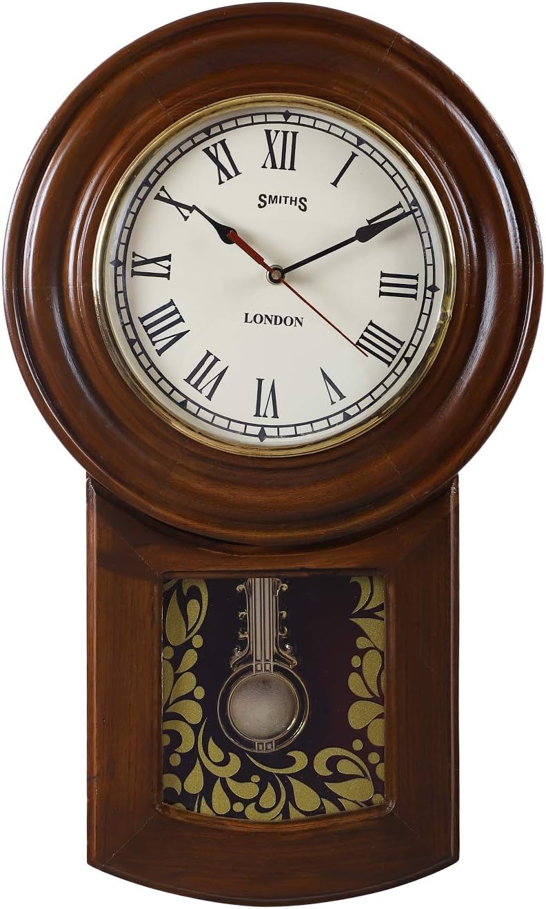 Zahab Wooden Pendulum Wall Clock for Home Living Room & Office