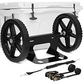 FERUERW Upgraded Cooler Wheel Kit, Universal Cooler Cart Kit for Heavy-Duty Coolers,15.5 in to 17.5 in Wide Coolers, All Terrain 12 Inch Wheels&amp;Ratchet Straps, Roller Accessories for Camping &amp; Beach