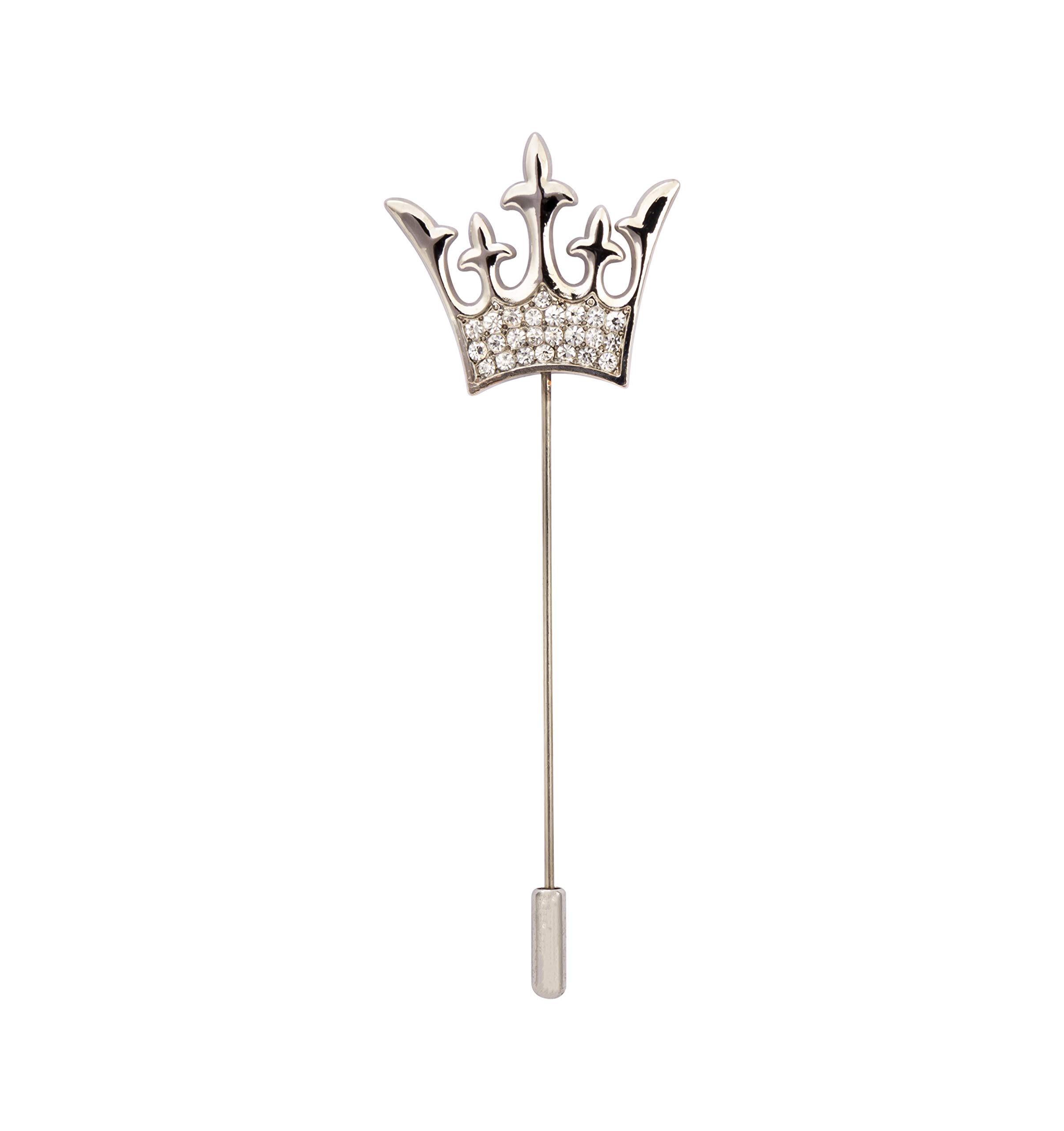 Brooch Lapel Pin for Men Men's Silver King Queen Crown Lapel Stick Pin Badge Suit Collar Brooch