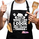 GOSJINNK Funny Aprons for Women Men, Adjustable Black Grilling Cooking Baking Apron with Pockets, Christmas Birthday Gifts