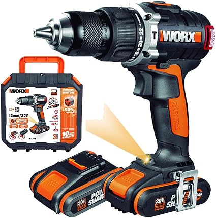 Worx Wx373 Perceuse A Percussion 2 Batteries Li Ion 20 V 2 0 Ah Amazon Fr Bricolage