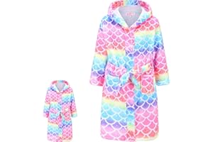 CHILDRENSTAR Matching Girls & Doll Robe Kids Bathrobes Plush Soft Fleece Pajamas Sleepwear