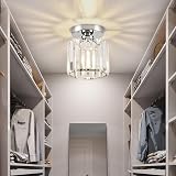 ZYDTRIP Small Crystal Ceiling Light Silver Modern LED Fixture 5.9x5.9 in view 2