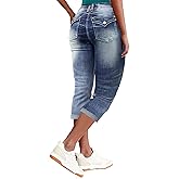 Flamingals Women's Denim Capri Jeans for Women Mid Rise Skinny Capri Pants