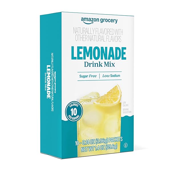 AMAZON GROCERY, LEMONADE DRINK MIX, 10 PACKETS, 1.4...