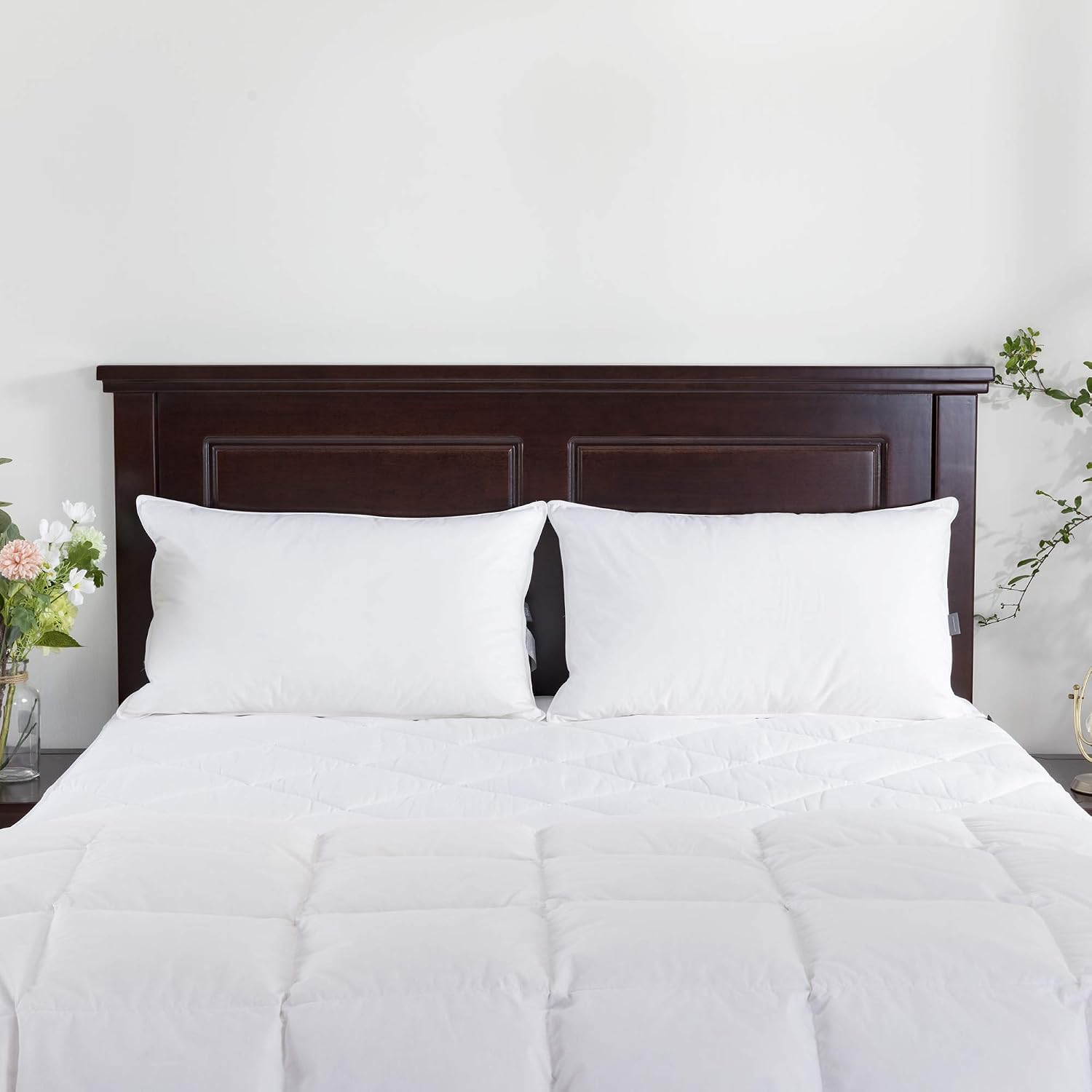 puredown® 2 Pack Standard Size 85% White Goose Feather and 15% Down Pillows,100% Anti Dust Cotton Cover, Washable Medium Firmness 48x74cm - Image 5