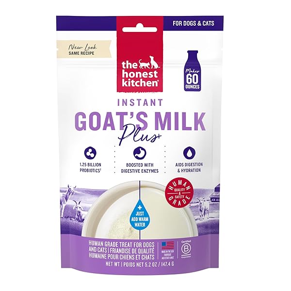THE HONEST KITCHEN HUMAN GRADE INSTANT GOAT’S MILK WITH PROBIOTICS FOR DOGS AND CATS, 5.2 OUNCES