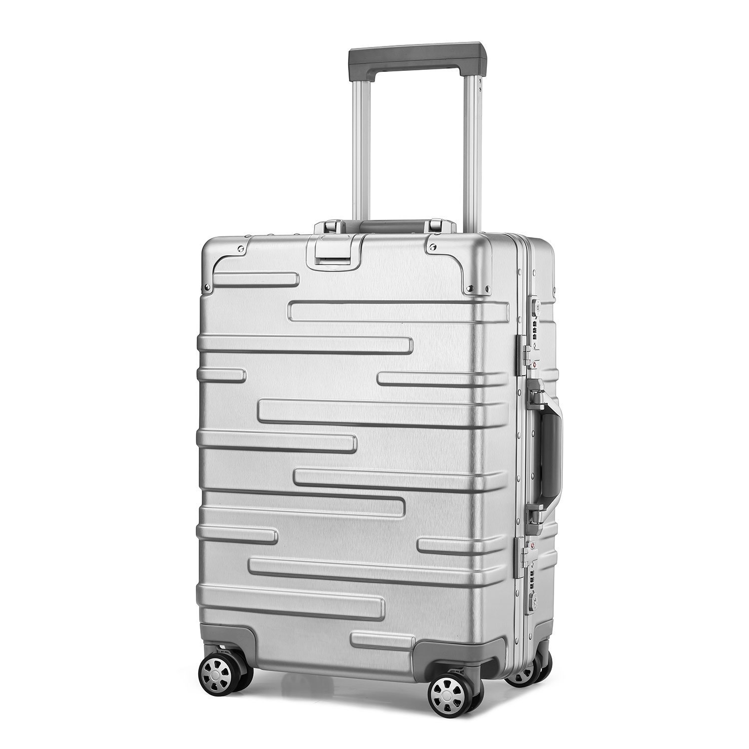 機内持込可 スーツケース 出張 B07bjypyk9 静音 L アスボーグ Asvogue モダン シルバー L モダン シルバー 半鏡面仕上げ アライン加工 ファスナーレス 旅行 保護カバー付き アルミフレーム 軽量 キャリーケース レトロ Tsaロック スーツケース 新到着 Elradarrenca Cl