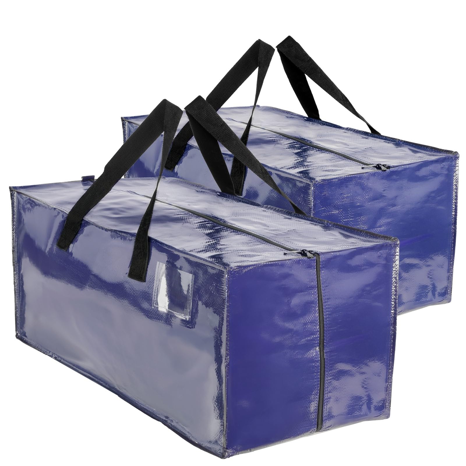 ZIZINET Moving Bags, Heavy Duty Moving Bags with Carrying Handles and Tag Pocket, Moving Supplies for Space Saving, for moving, Storage, Camping and Travel Waterproof Storage Bags (BL 2PCS)