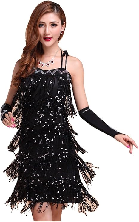 sequin fringe flapper dress