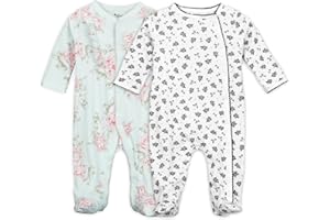 Minicoco Baby Boys Girls Cotton Footies Multi Pack Long Sleeve Baby Footed One-Piece Jumpsuit Multi Pack
