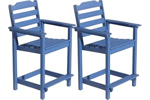 OTSUN Tall Adirondack Chair Set of 2, HDPE Counter-Height Balcony Chairs for Garden, Backyard, Poolside, Capacity 220LBS (2 PCS, Navy Blue)