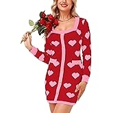 Magrank Women's Valentine Sweater Dress Long Sleeve Knit Pullover Heart Dresses