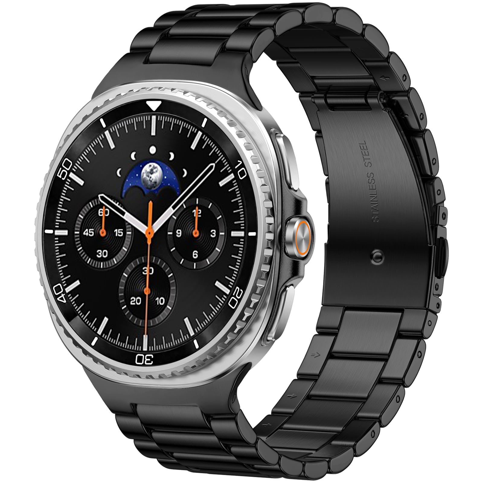 Photo 1 of Lerobo Compatible with Galaxy Watch 8 Band 40mm 44mm 2025/Samsung Galaxy Watch 8 Classic Band 46mm 2025, No Gap Stainless Steel Metal Watch Band Business Replacement Accessory for Men Women, Black