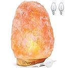 Levoit Kana Himalayan Rock Salt Lamp Pink Crystal Hand Carved Hymalain Lamps with Real Rubber Wood Base, Dimmable Touch Switch, 5-8 lbs,Holiday Gift (UL-Listed, 2 Extra Original Bulbs Included)