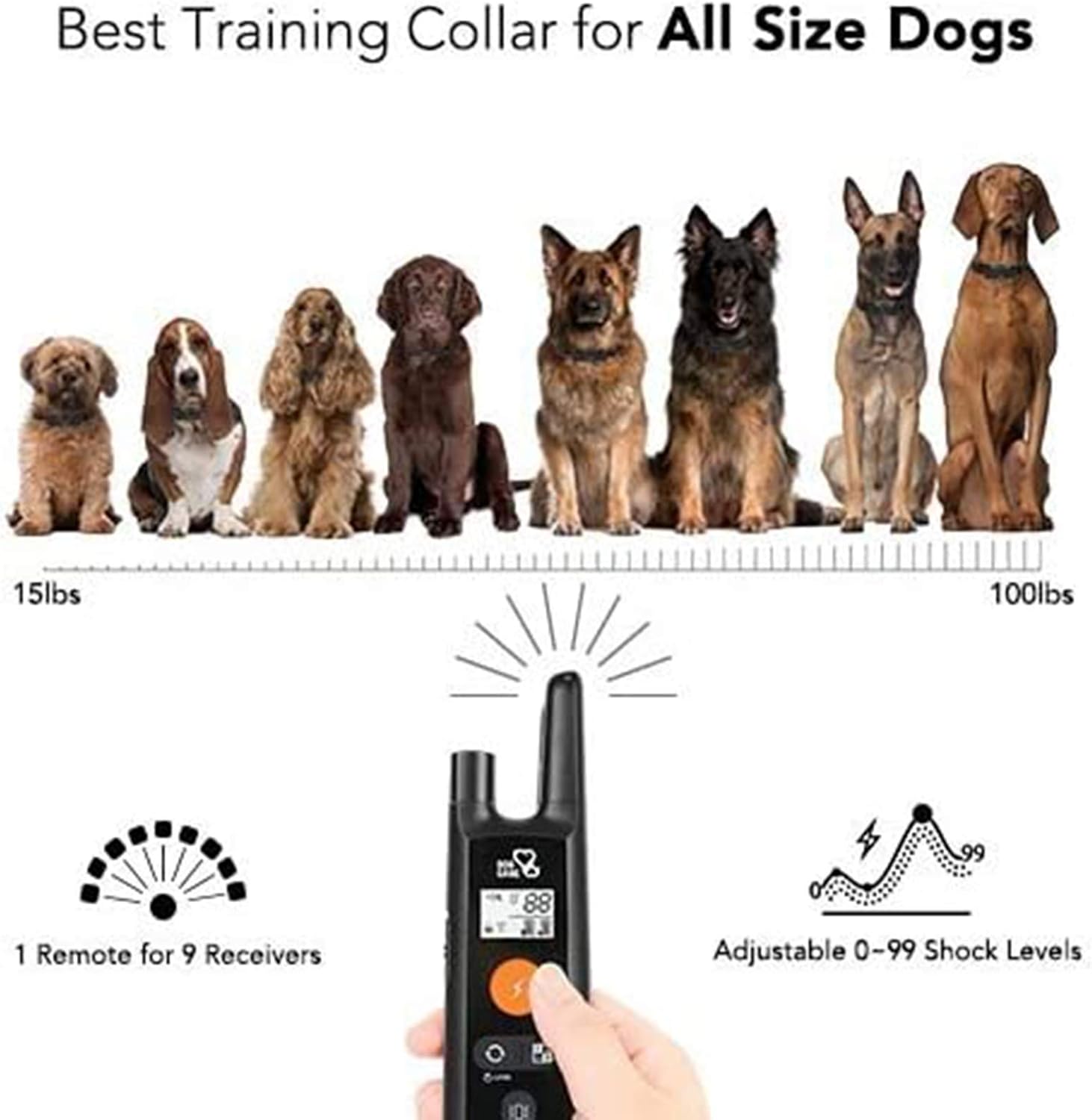 Dog Training Collar - Rechargeable Dog Shock Collar w/3 Training Modes, Beep, Vibration and Shock, 100% Waterproof Training Collar, Up to 1000Ft Remote Range, 0~99 Shock Levels Dog Training Set : DOG CARE : Pet Supplies