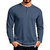 Uni Clau Men's Henley Shirts Classic Button T-Shirt Long Sleeve Casual Thermal Pullover Shirt