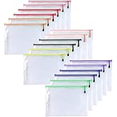 Niziting-18 Pcs,3"x 5",Plastic Mesh Zipper Pouch Document Folders Bag Zipper Zip File Folders for Office Supplies, Travel,Organizing Storage (3x5 Inches, Multicolor)
