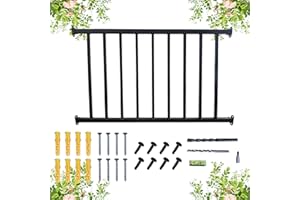 GLEEFURNY Metal Guard Rail Kit with Balusters 9 Railings，Black Decking Railings Porch Indoor Outdoor Hand Railing