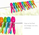 VEGCOO 60 Pcs Clothes Pegs with Storage Bag 4 Colours Plastic Clothes Clips view 5