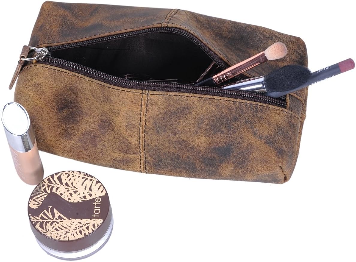 KomalC Leather Zip-Lock Cosmetic Makeup Pouch Bag PencilcaseSALE - Image 4