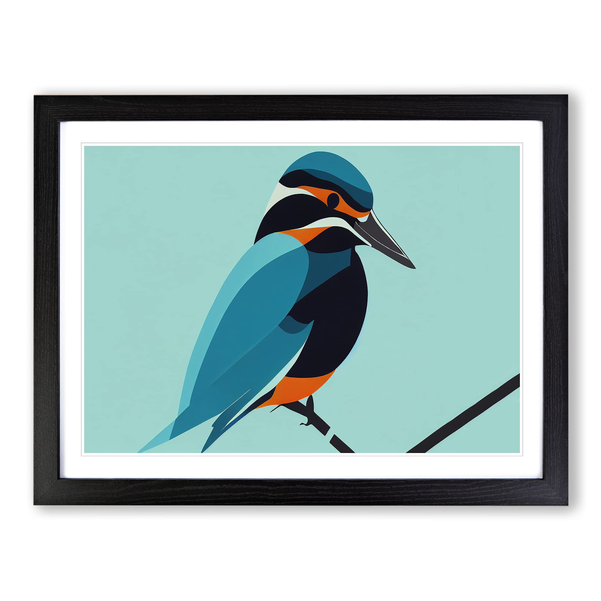 Lush Kingfisher Bird Abstract Framed Print | A4 Black Framed Wall Art | Ready to Hang | Abstract Fantasy Picture | Living Room Bedroom Lounge Office