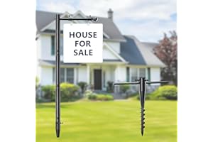2 Pack Heavy Duty Real Estate Sign Posts,8FT Windproof Yard Sign Holder , 36–94 Inches Adjustable column arm & Sturdy Commerc