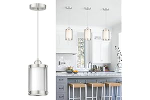 Osimir Brushed Nickel Pendant Lights Kitchen Island, 1-Light Modern Mini Hanging Light Fixtures with Milk Glass, Farmhouse Kitchen Pendant Lighting Over Island for Sink, OS-3014-1PBNW