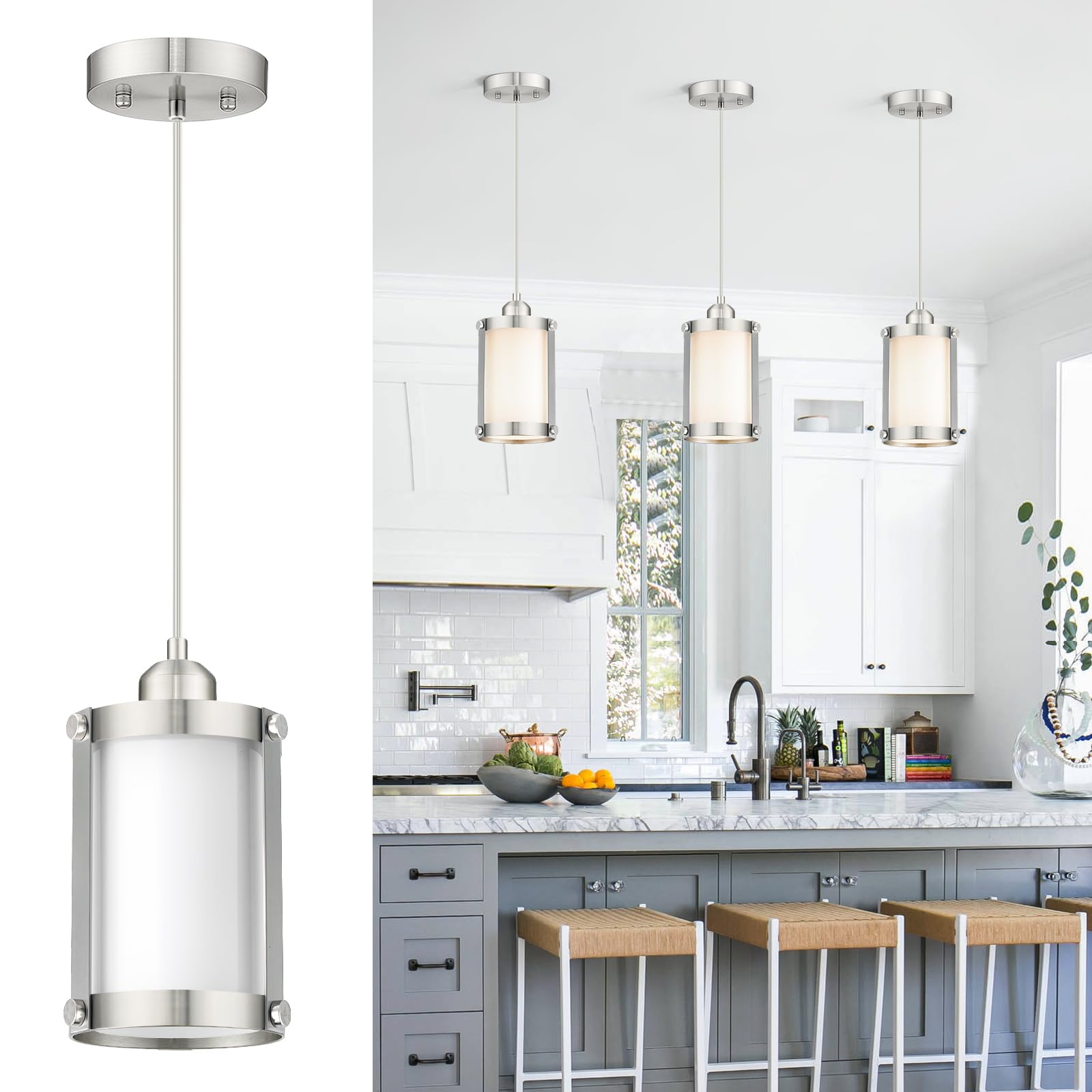 Osimir Brushed Nickel Pendant Lights Kitchen