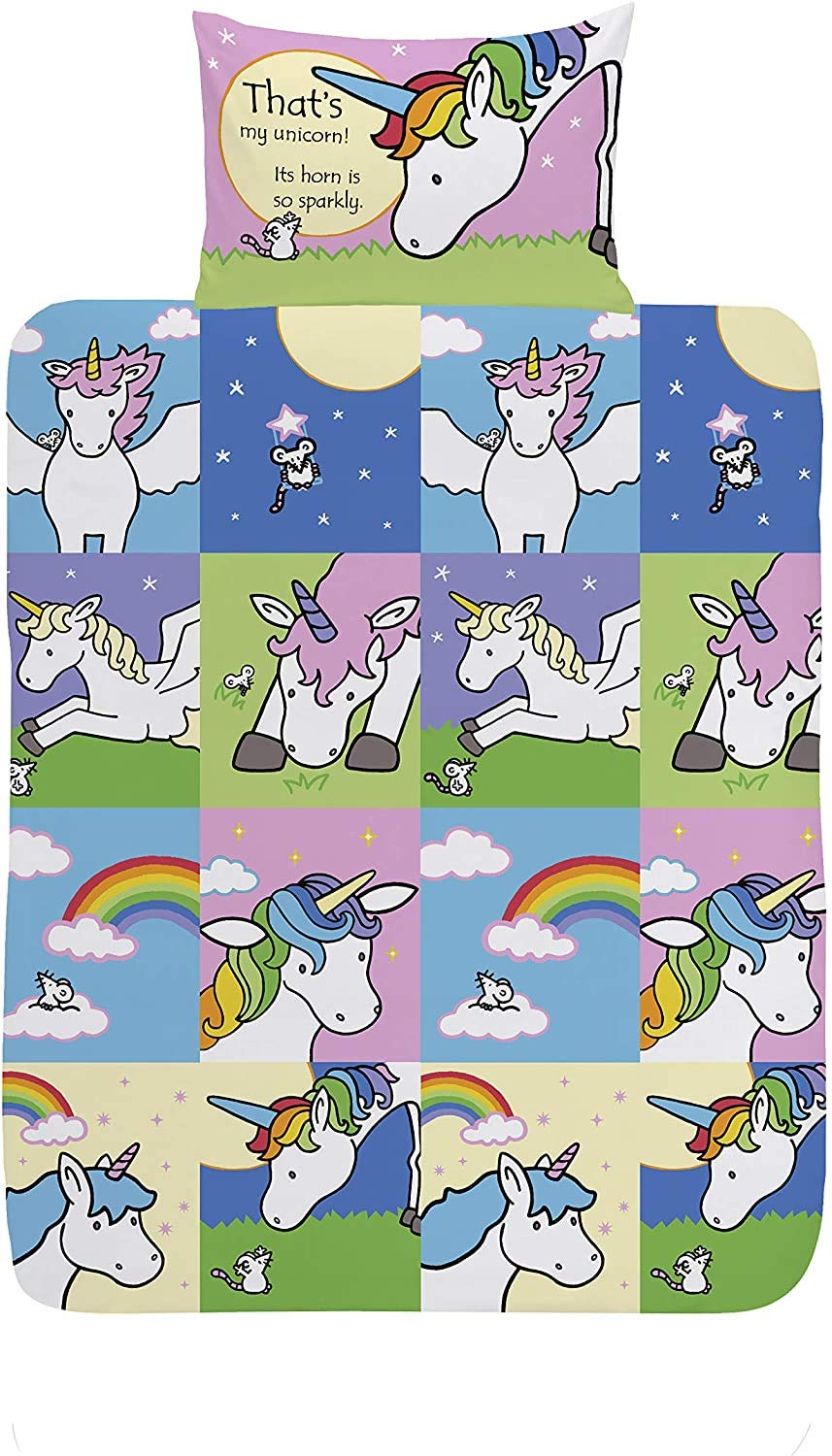 dreamtex That's Not My Unicorn Duvet Cover Pillowcase Bedding Set suitable for Junior, Toddler And Cot bed