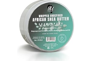 RA COSMETICS Whipped Shea Butter Eucalyptus – 6oz | 100% Pure and Natural African Shea Butter for Men & Women - Ultimate Handcrafted Moisturizer with Essential Vitamins for Radiant Skin & Hair