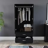 Vida Designs Riano 2 Door & 2 Drawer Wardrobe Black 170H x 76W x 53D view 3