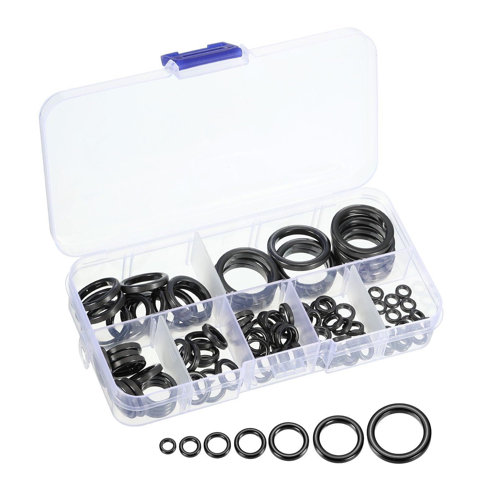 PATIKIL Fishing Rod Repair Kit 0.24-0.93in, 100Pcs 7 Size Ceramic Guides Ring Replacement Fishing Pole Eyelet Repair for Saltwater Freshwater, Black