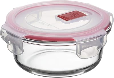 TATAY 0.4L Glass Container with Lid Borosilicate Red 13.7x13.7x6.2 cm