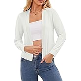 DouBCQ Women's Long Sleeve Cropped Cardigan Lightweight Open Front Bolero Shrug