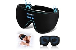 MORELAX Sleep Headphones,Sleep Mask for Side Sleeper,3D Eye Mask for Sleeping with Stereo Speakers,Bluetooth Headphone,Perfect for Gifts for Women/Men Black