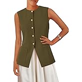 PRETTYGARDEN Blazer Vest Tops for Women Sleeveless Button Down Business Casual Outfits Work Suit Vests Waistcoat