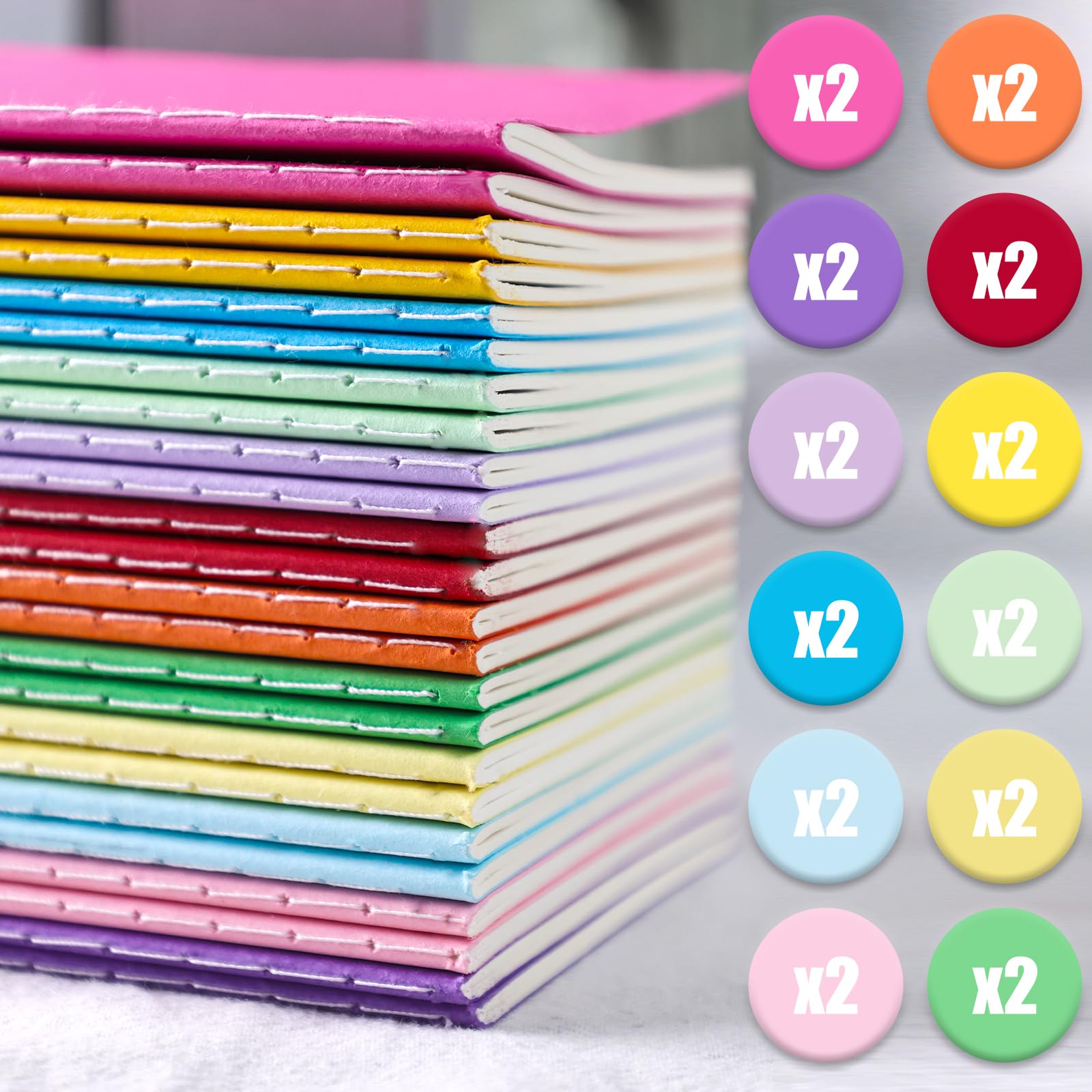 HIBOX 24PCS Mini Notebooks, Lined Pocket Notepads 3.5 x 5 Inches Small Journal 12 Colors Notebooks for Students Traveler School Supplies 30 Sheets/60 Pages
