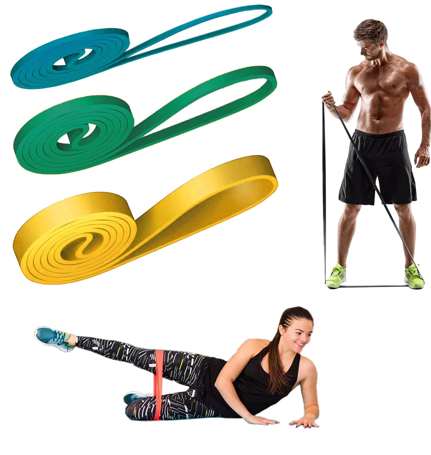 Set 3 Training Band Elastic Resistance Bands for Fitness Crossfit Training Gym Equipment for Males and Females 5-15-25kg