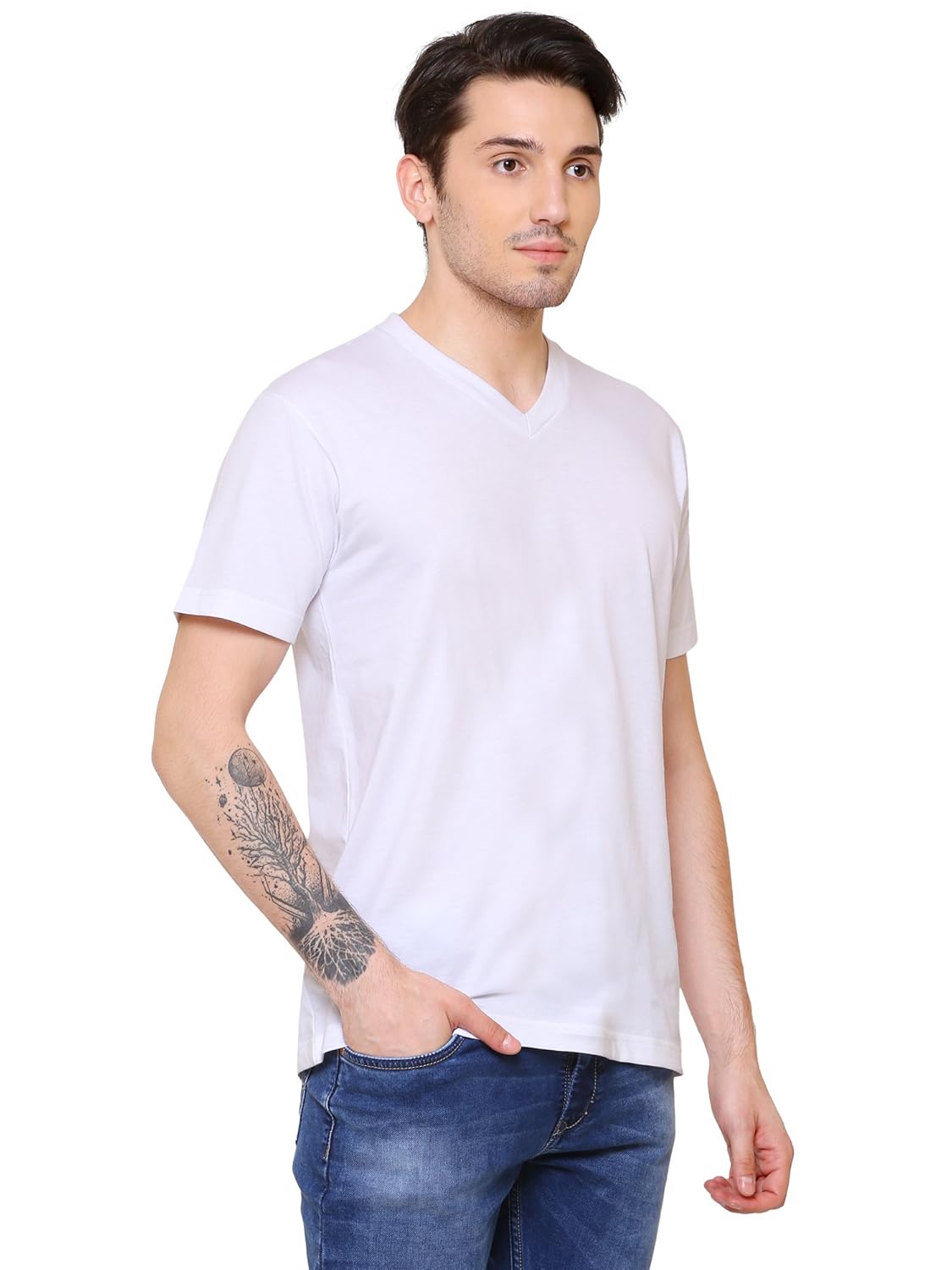 bouldfit men's v-neck t-shirt solid (colour - white)