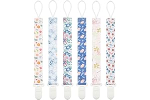 Babeine Floral Pacifier Clips 6 Pack Pacifier Holder Clips for Pacifiers,Binky and Teethers(Flower)