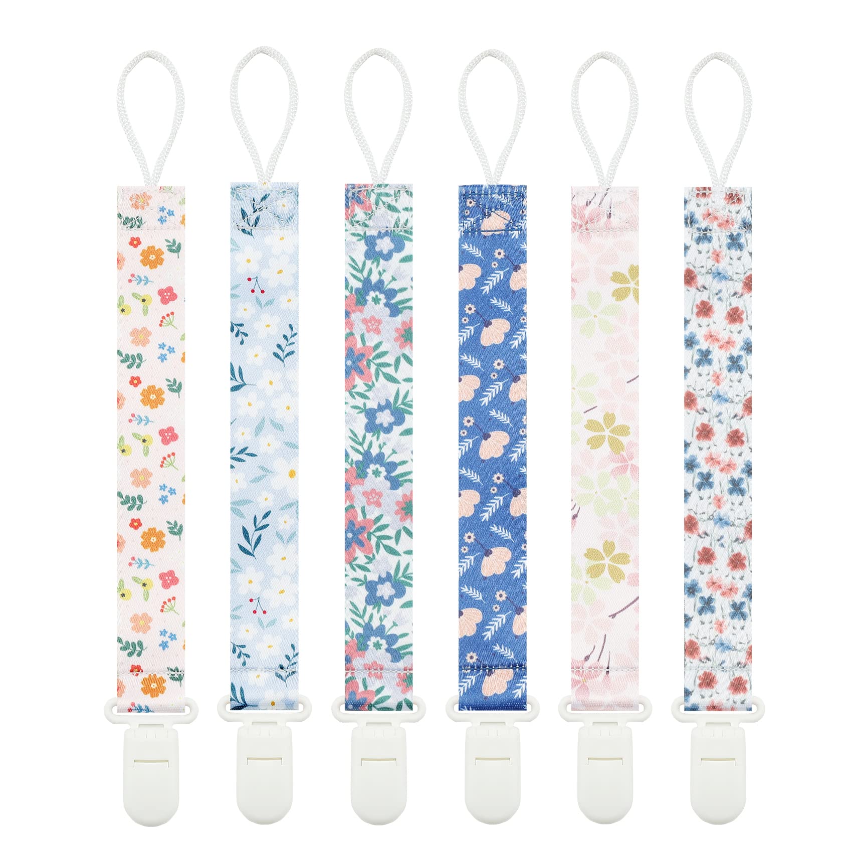 Photo 1 of Babeine Floral Pacifier Clips, 6 Pack Pacifier Holder Clips for Boys and Girls Fits for Most Pacifiers Brands, Teether Toys and Gift (Flower)