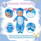 Carreuty Blue 14-17 Inch Doll Clothes Overalls 3-Piece Set with Hanger Socks view 3