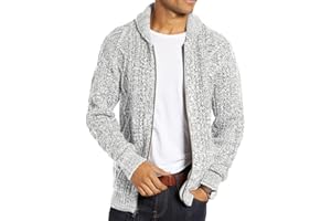 Ryannology Mens Shawl Neck Cardigan Sweater Cable Knit Button Up Closure with Pockets Winter Sweaters Outerwear