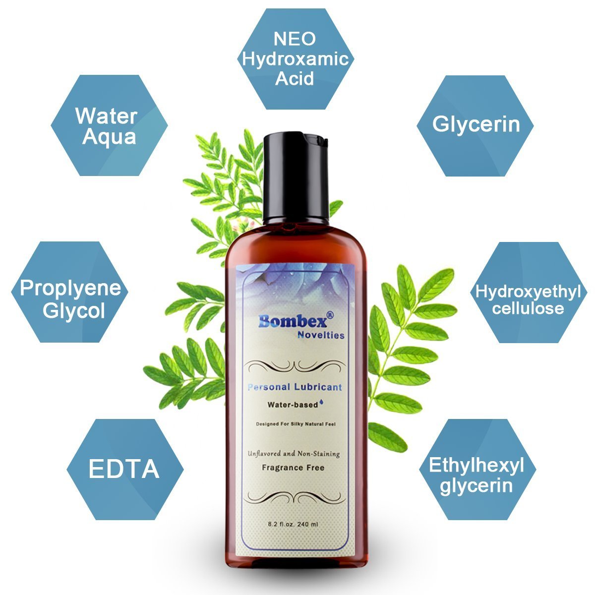 BOMBEX Water Based Personal Lubricant - Slick & Long Lasting Personal Lube for Women & Men,Top Rated by Couples,Unflavored,8.2 Fluid Ounces